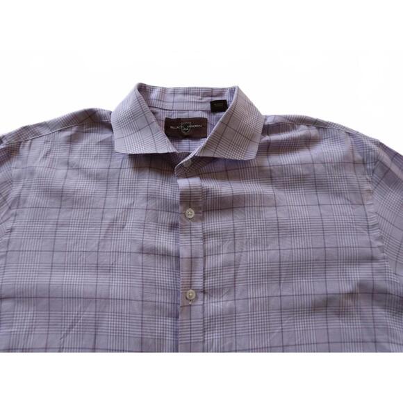 Black Brown 1826 Mens Lightweight LS Button Up Pastel Purple Plaid Dress Shirt L - Picture 1 of 7